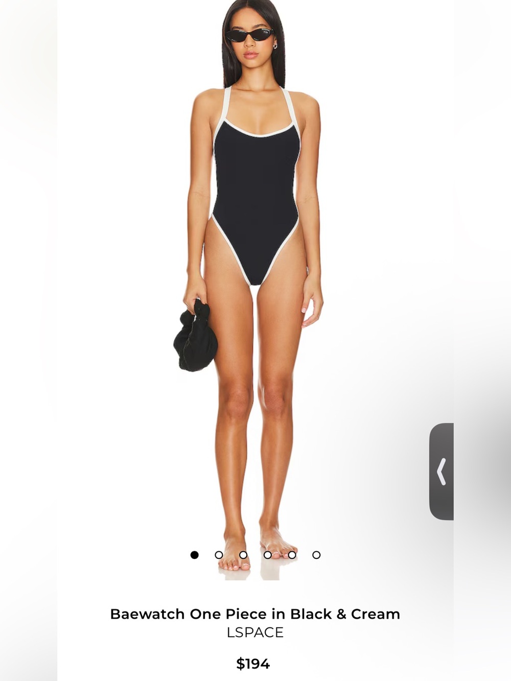 NWOT l*space Baewatch One-Piece Swimsuit in black with cream trim